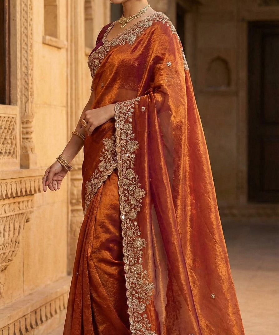 Shiny Bridal Space Silk Saree