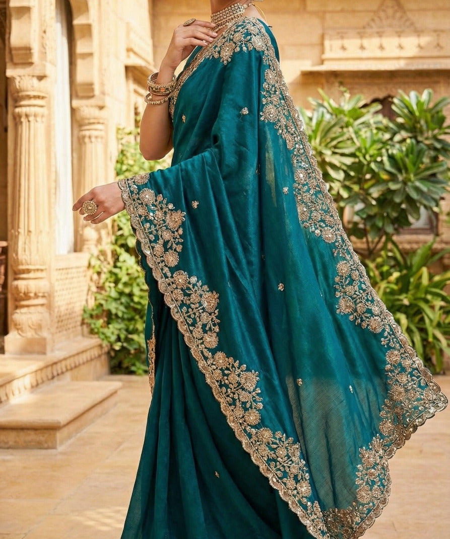 Shiny Bridal Space Silk Saree