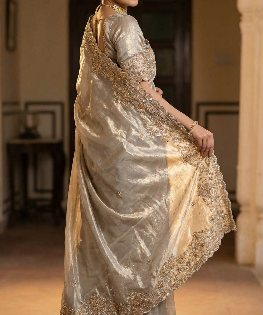 Shiny Bridal Space Silk Saree