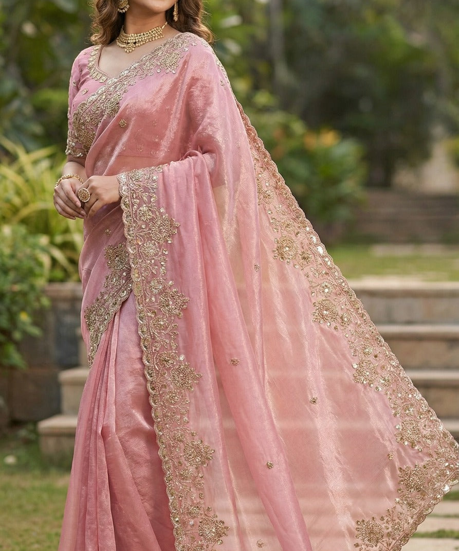 Shiny Bridal Space Silk Saree