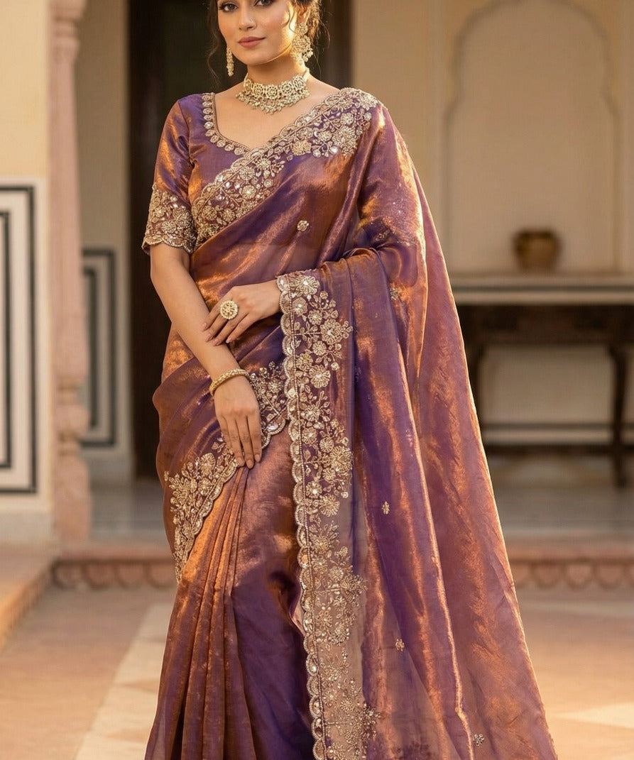 Shiny Bridal Space Silk Saree