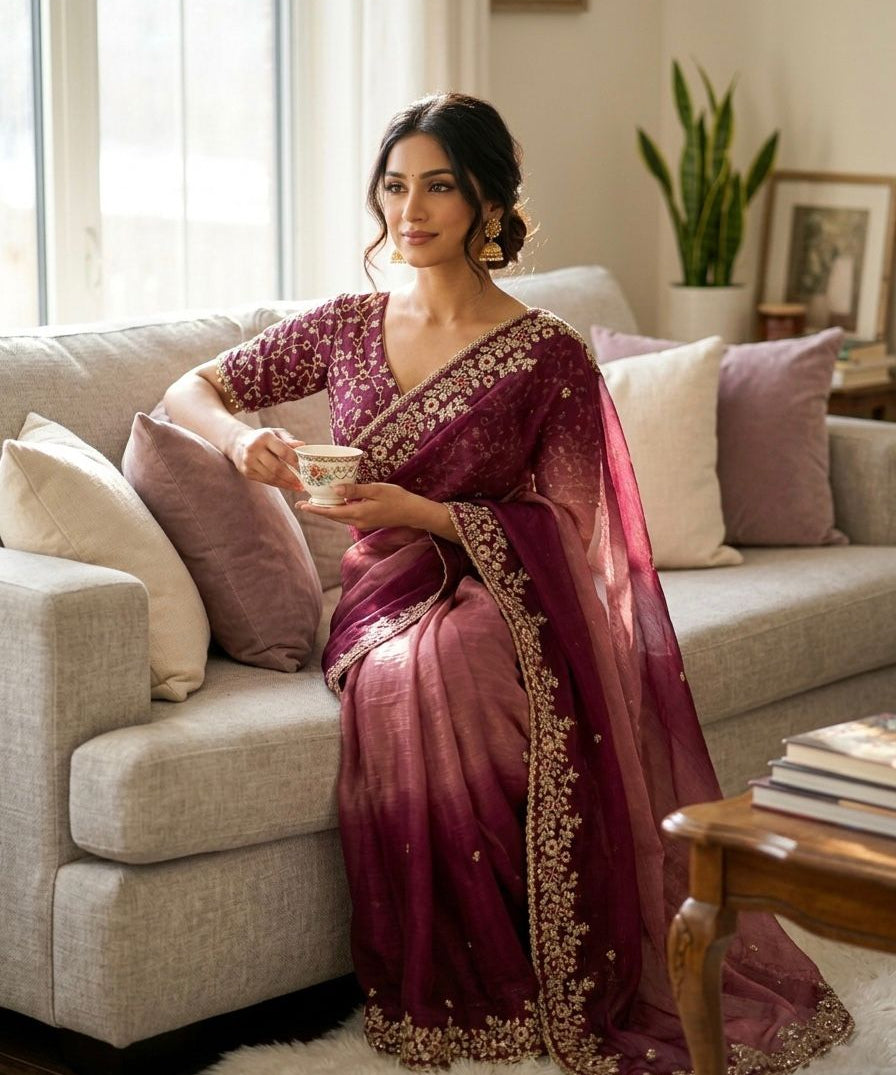 Boutique Shaded Chiffon Saree