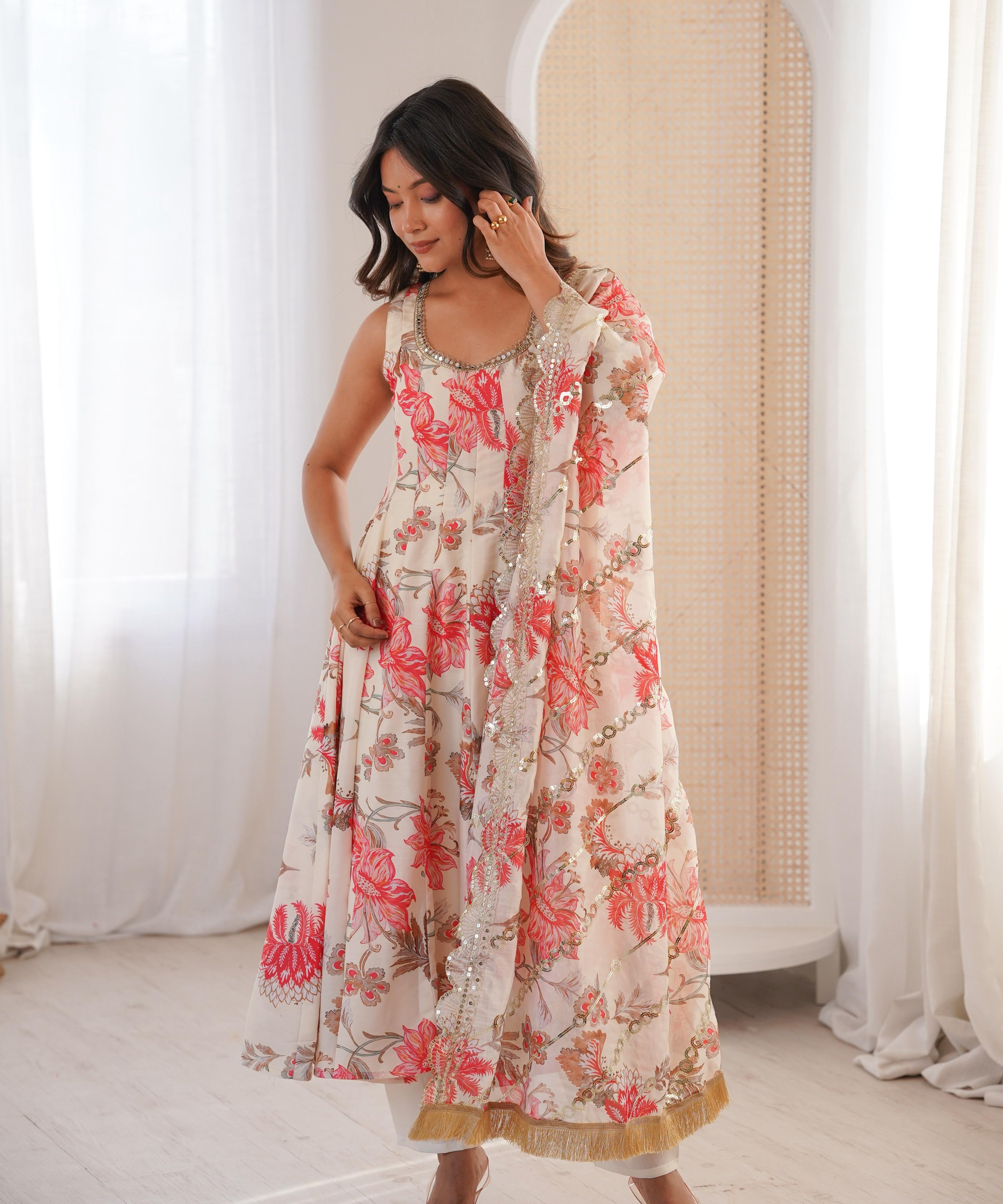 Stylish Charm Floral Print Gown