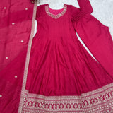Pink Blooming Silk Anarkali Gown