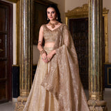 Bridal Golden Crush Silk Lehenga