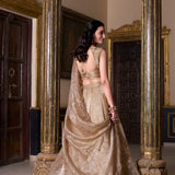 Bridal Golden Crush Silk Lehenga