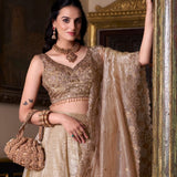 Bridal Golden Crush Silk Lehenga