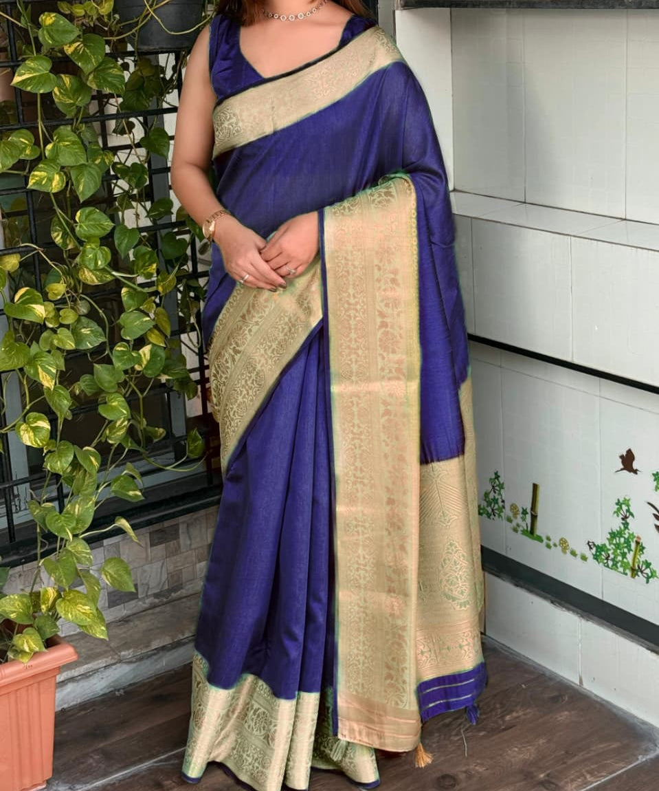 Sindhu Solid Zari Weaving Saree
