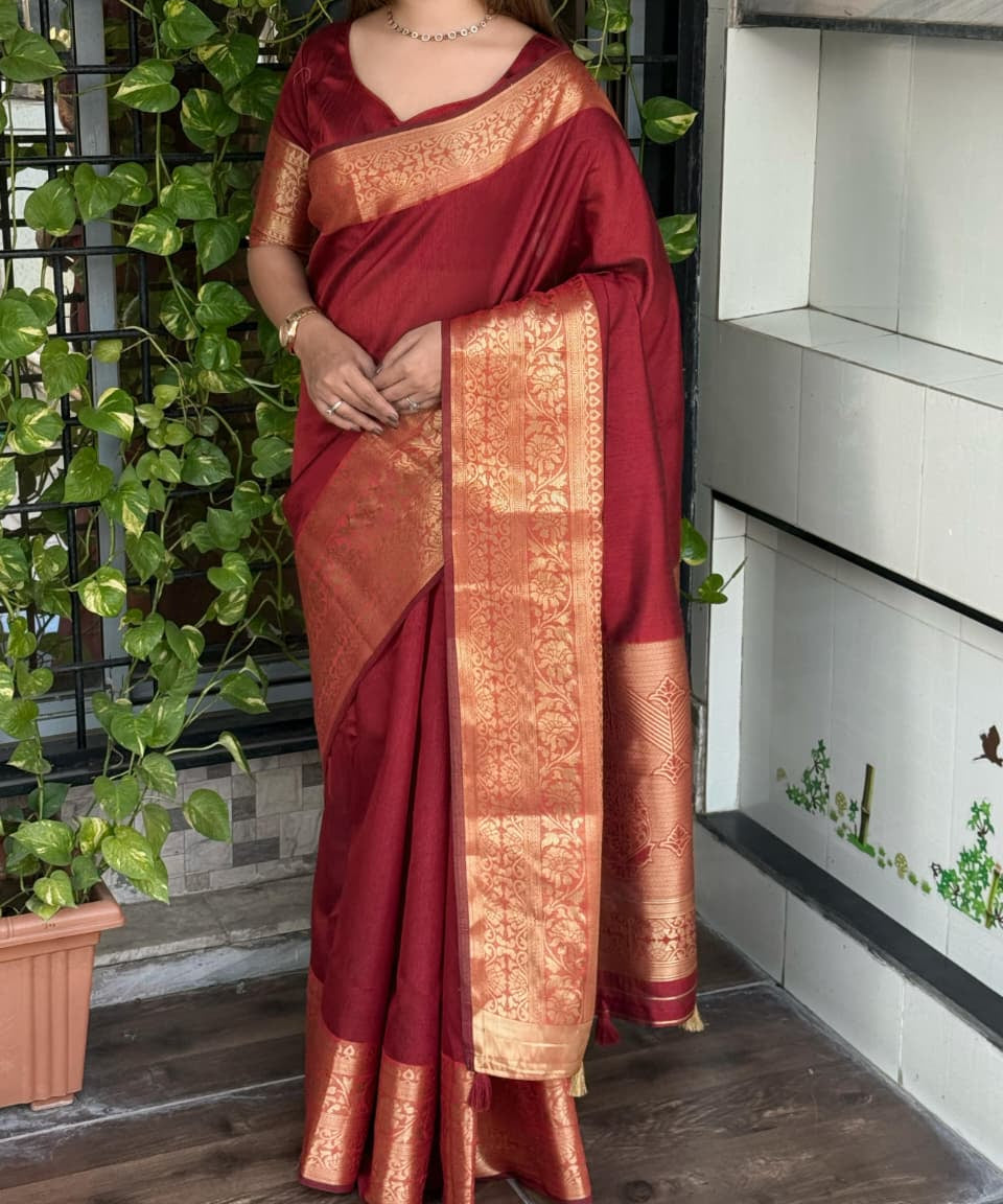 Sindhu Solid Zari Weaving Saree