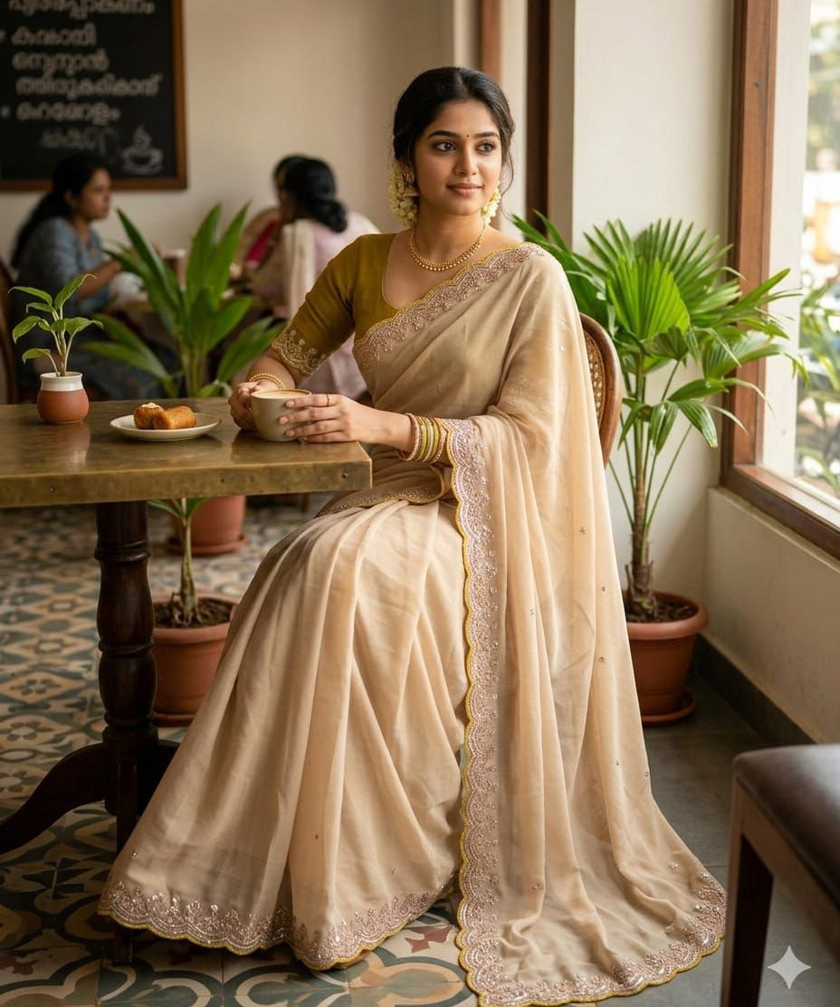 Traditional Georgette Embroidered Saree