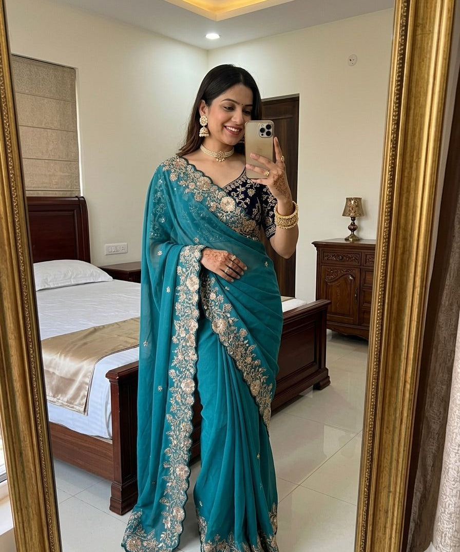 Wedding Georgette Embroidered Saree