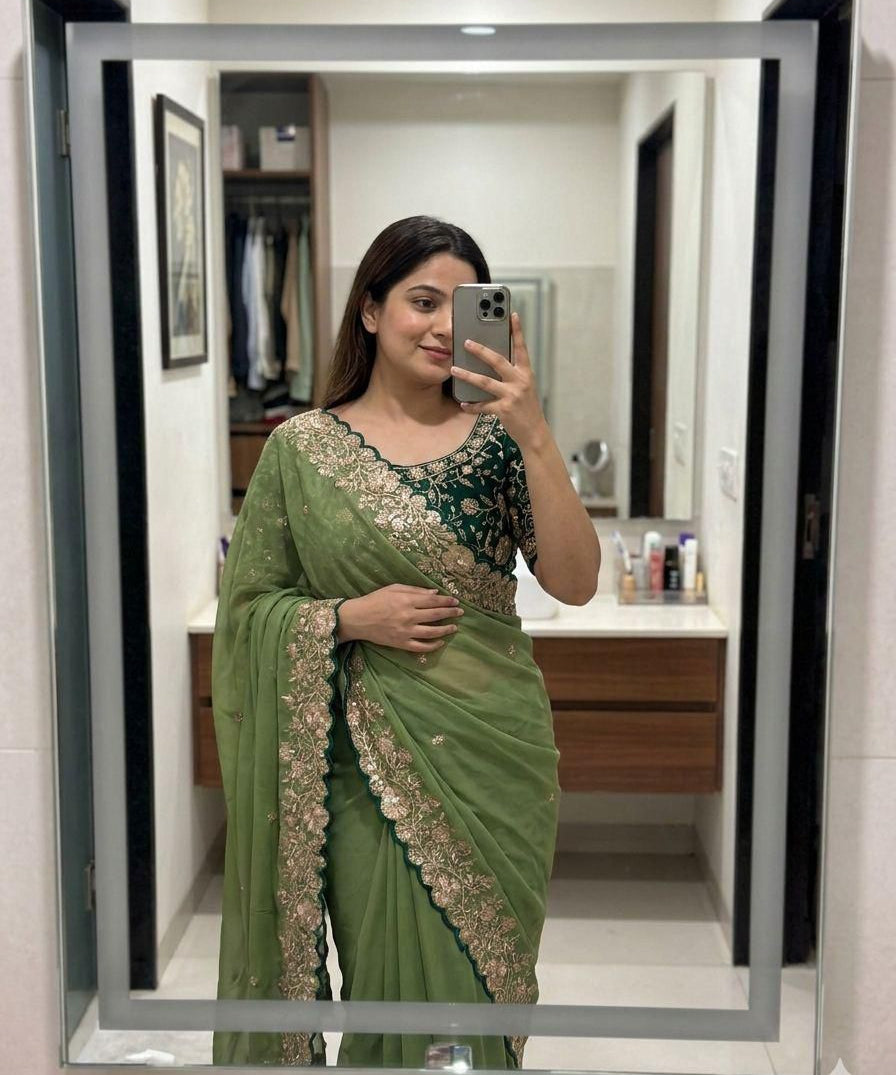 Wedding Georgette Embroidered Saree