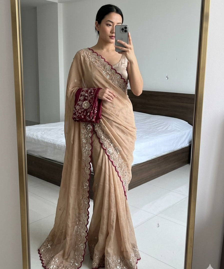 Wedding Georgette Embroidered Saree