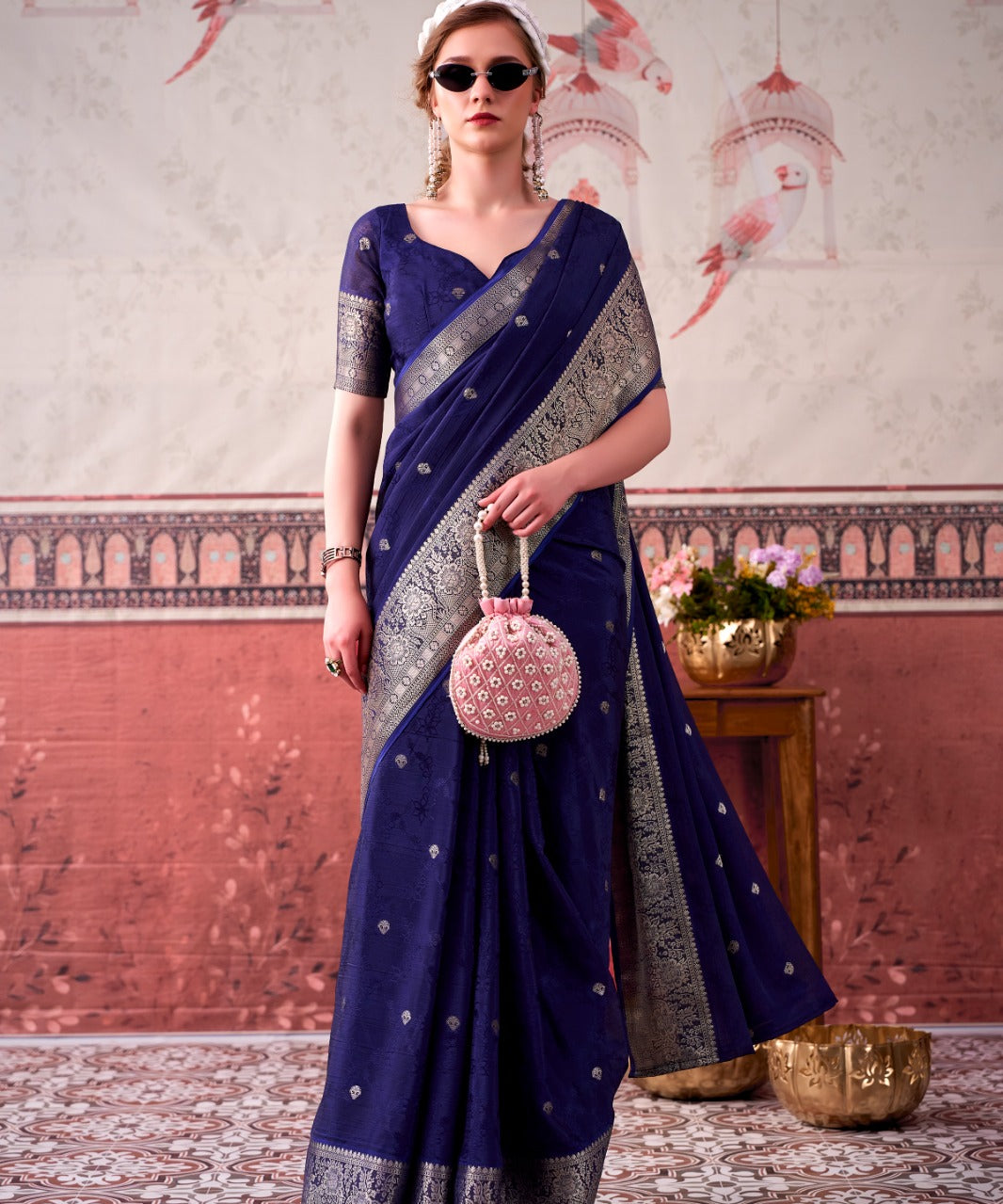 Lightweight Chinon Royal Zari Saree