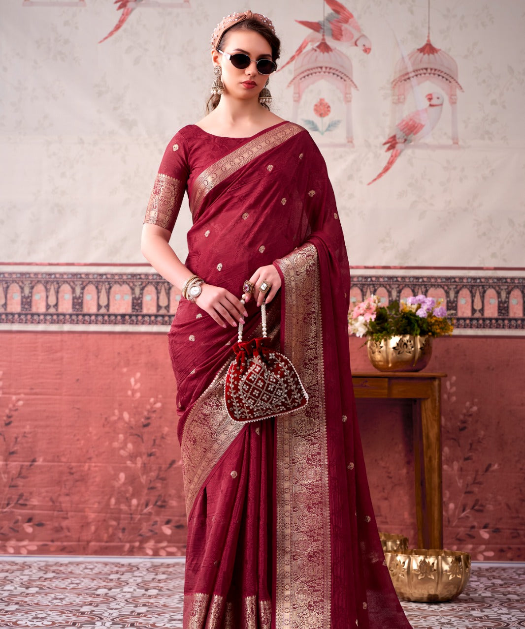 Lightweight Chinon Royal Zari Saree