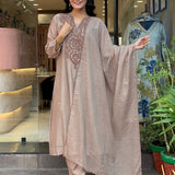 Trendy Creamy Roman Silk Suit