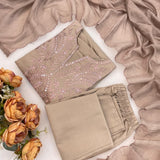 Trendy Creamy Roman Silk Suit