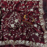 Heavy Designer Embroidered Silk Saree