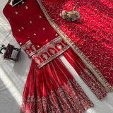 Reddish Chinon Silk Top Sharara