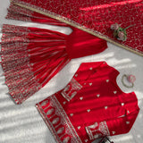 Reddish Chinon Silk Top Sharara