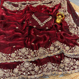 Designer Bridal Gold Beadwork Saree