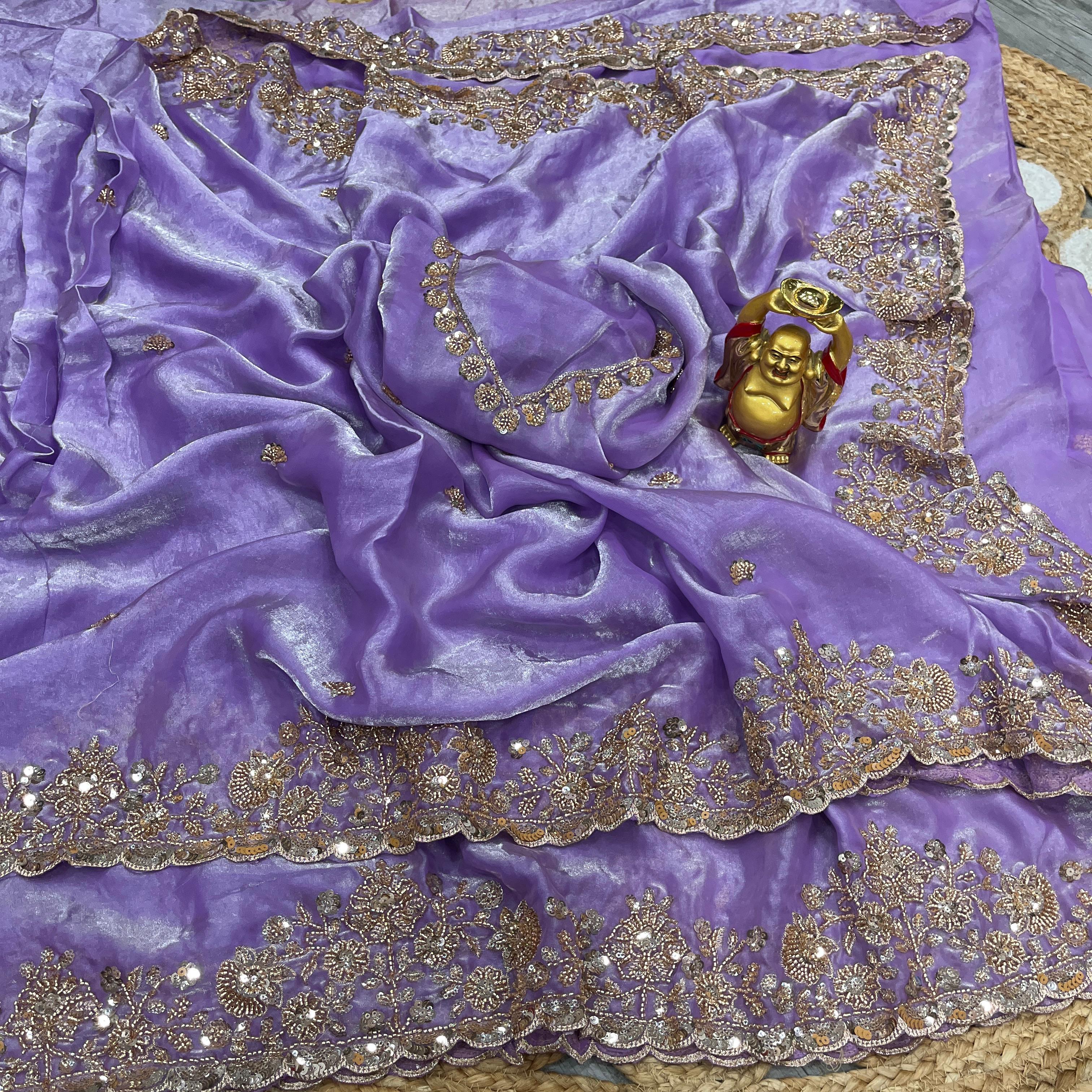 Designer Bridal Gold Beadwork Saree