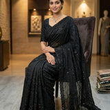 Black Grand Sequence Work Saree