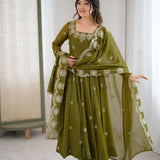 Exclusive Embroidered Silk Anarkali Gown