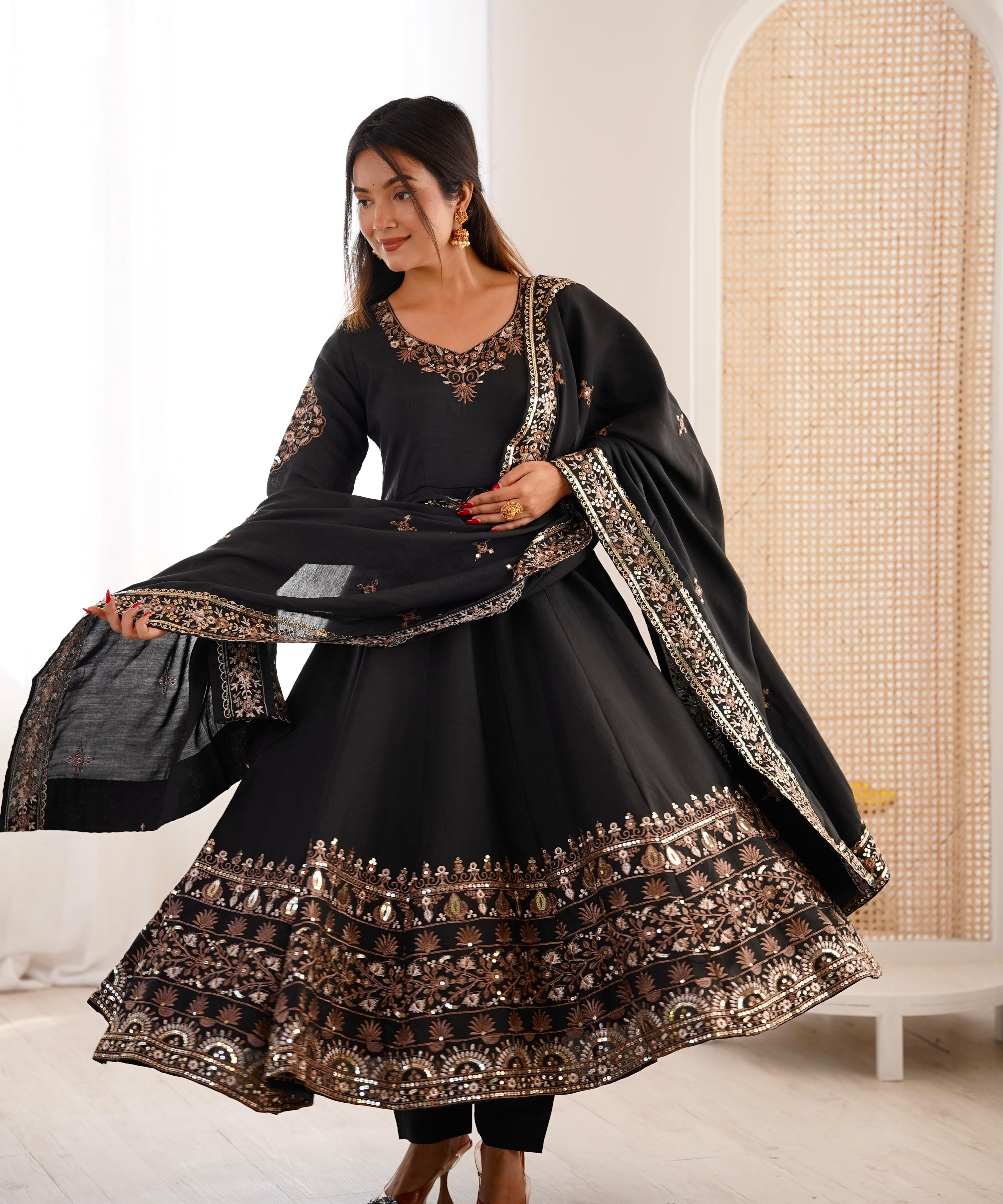 Elegant Embroidered Sequence Anarkali