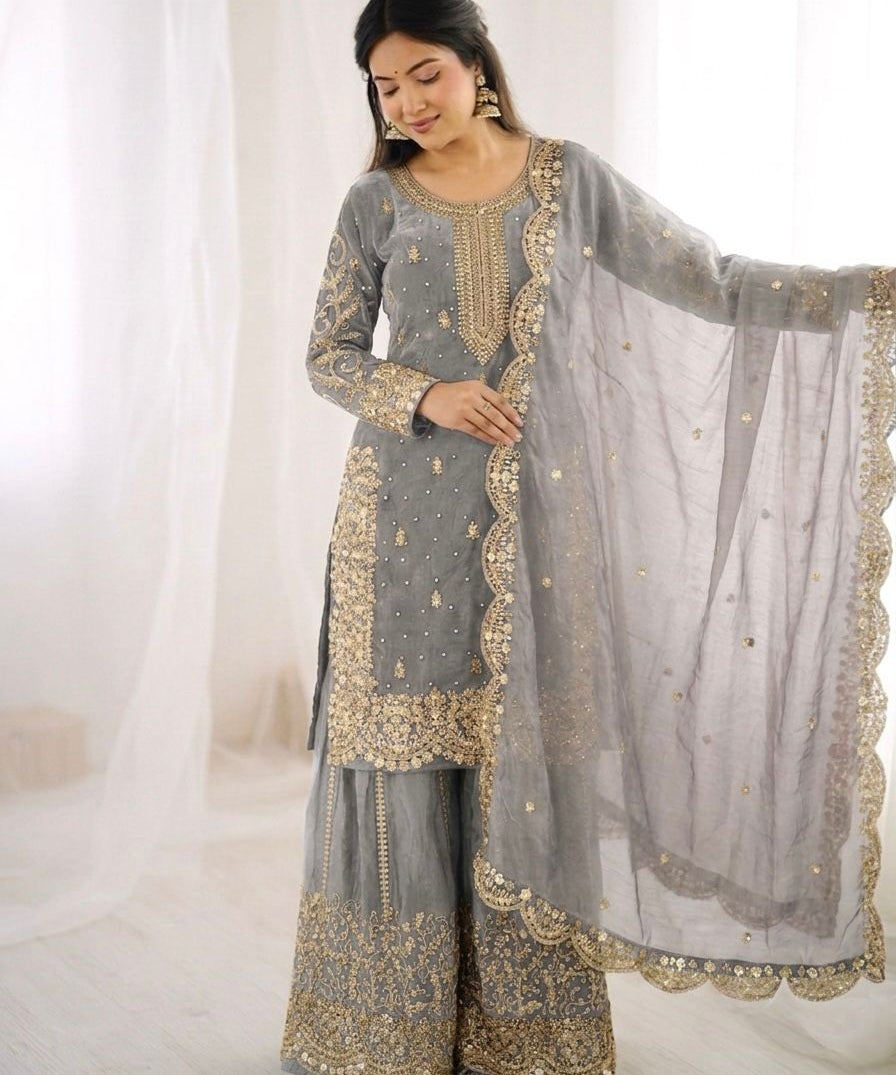 Ethnic Embroidered Silk Top Plazoo