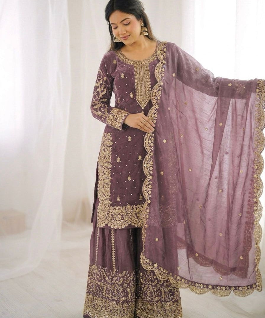 Ethnic Embroidered Silk Top Plazoo
