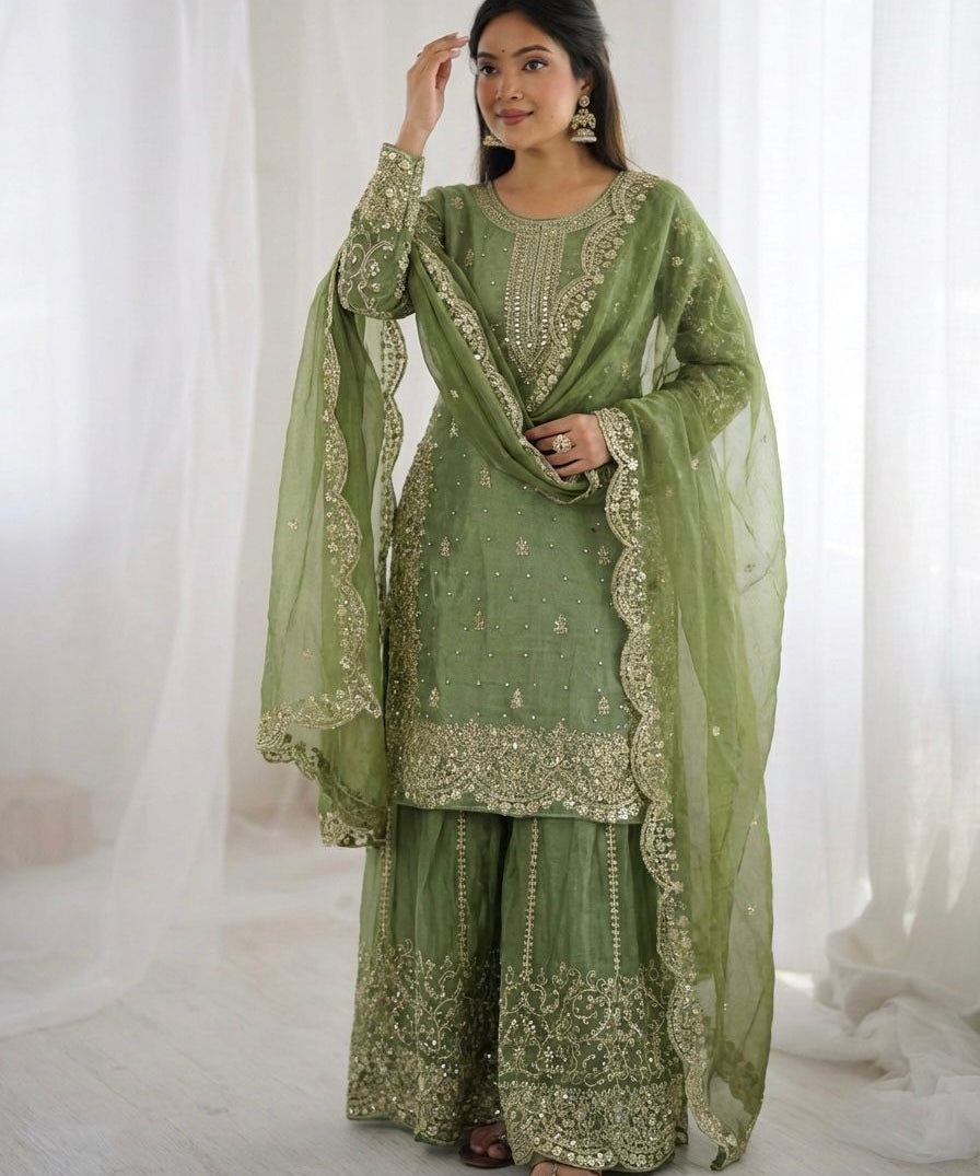 Ethnic Embroidered Silk Top Plazoo