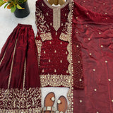 Ethnic Embroidered Silk Top Plazoo