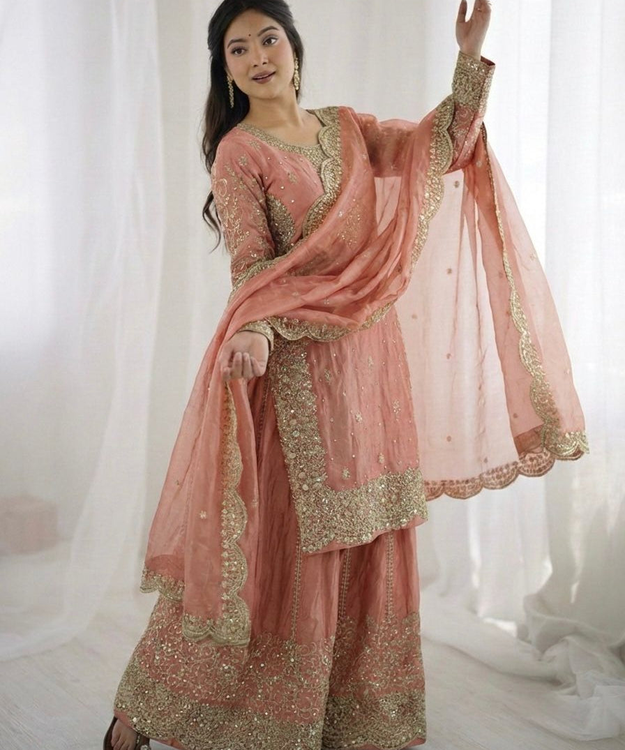 Ethnic Embroidered Silk Top Plazoo