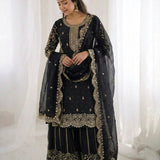 Ethnic Embroidered Silk Top Plazoo
