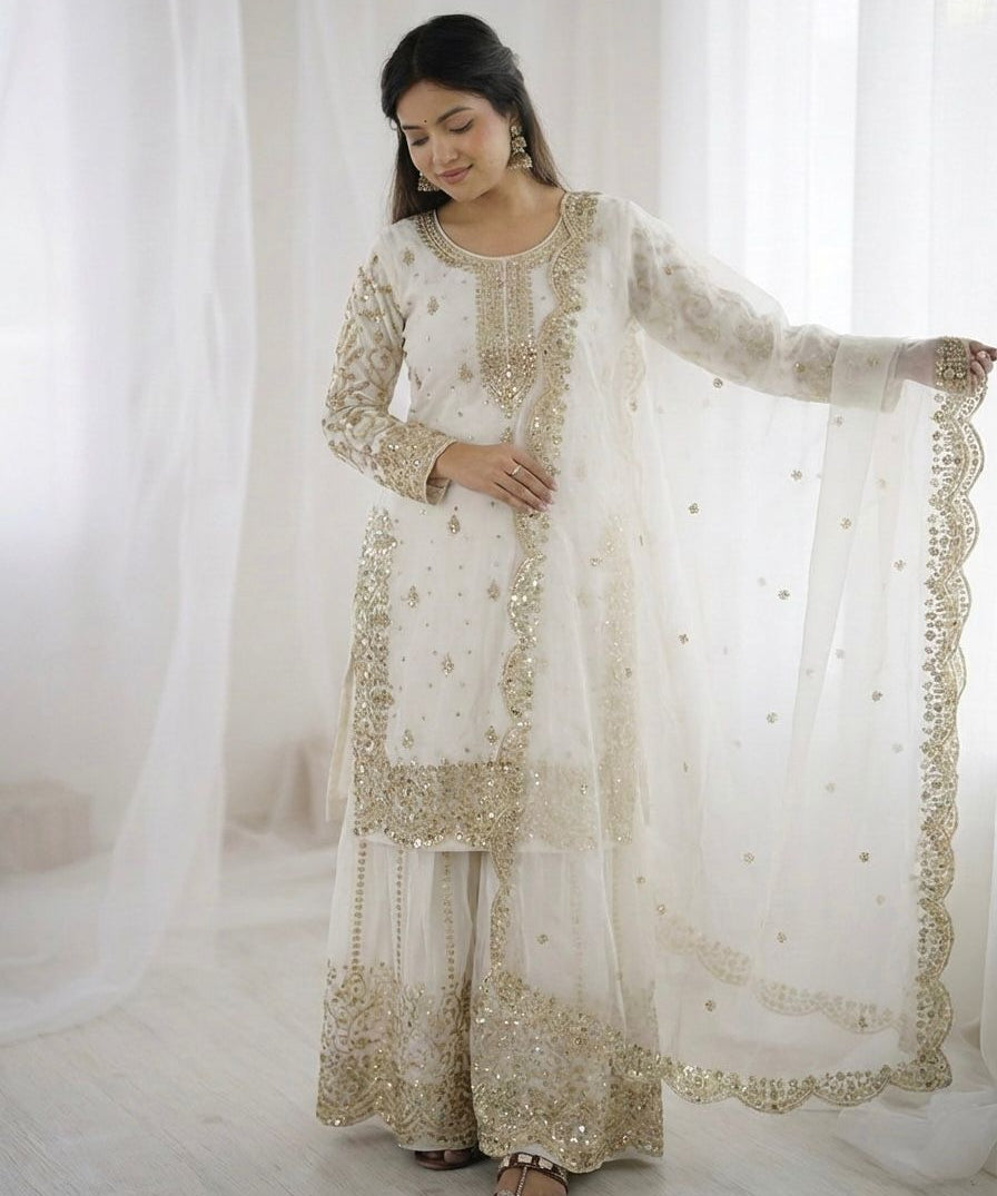 Ethnic Embroidered Silk Top Plazoo