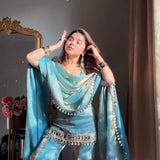 Stylish Fendy Silk Mirror Work Suit