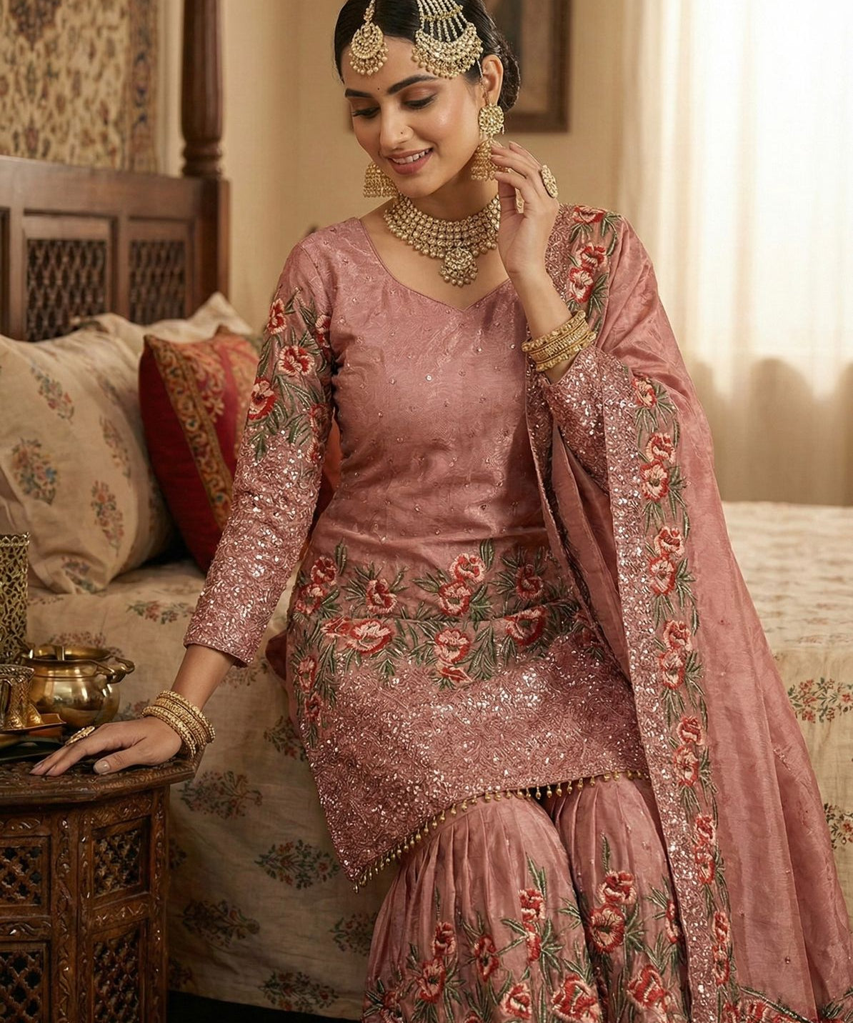 Stunning Sequence Embroidered Top Sharara