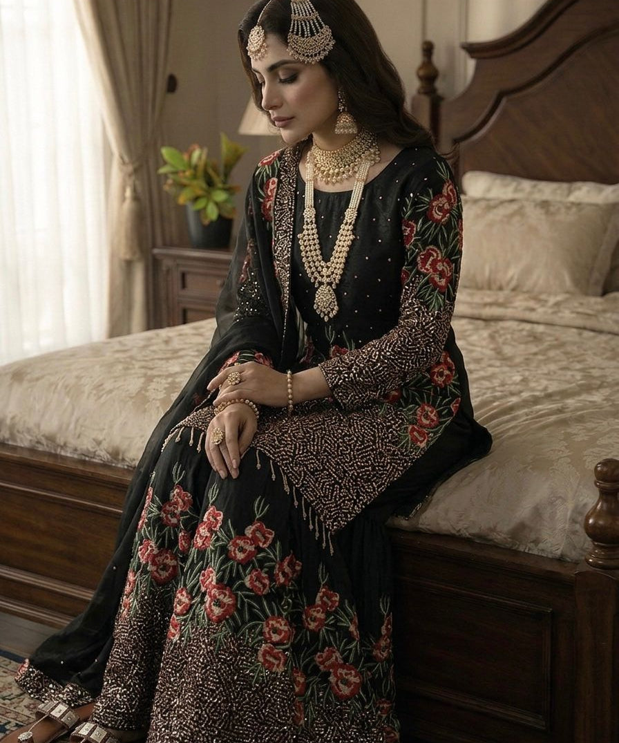 Stunning Sequence Embroidered Top Sharara