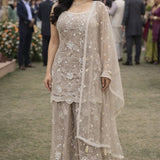 Floral Elegance Embroidered Suit