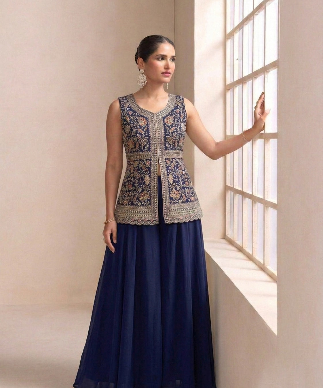 Peplum Boutique Embroidered Suit