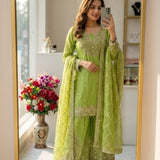 Exclusive Fandy Silk Embroidered Top Sharara