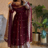 Classic Heavy Gandy Embroidered Anarkali Gown