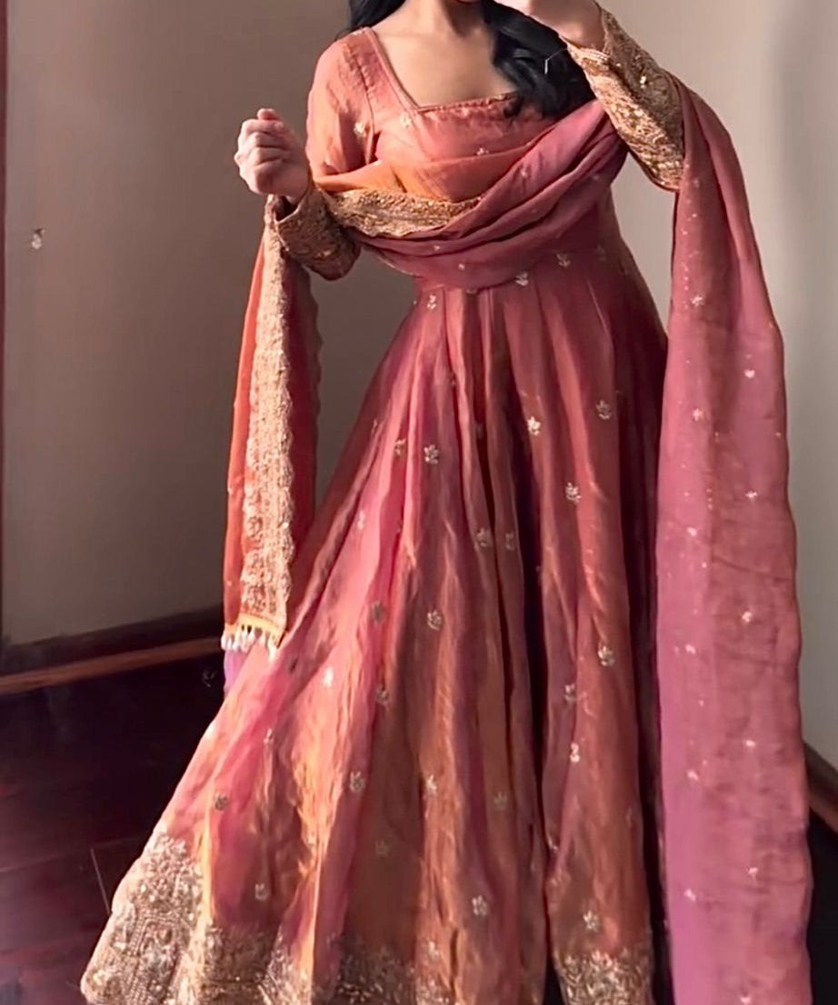 Classic Heavy Gandy Embroidered Anarkali Gown