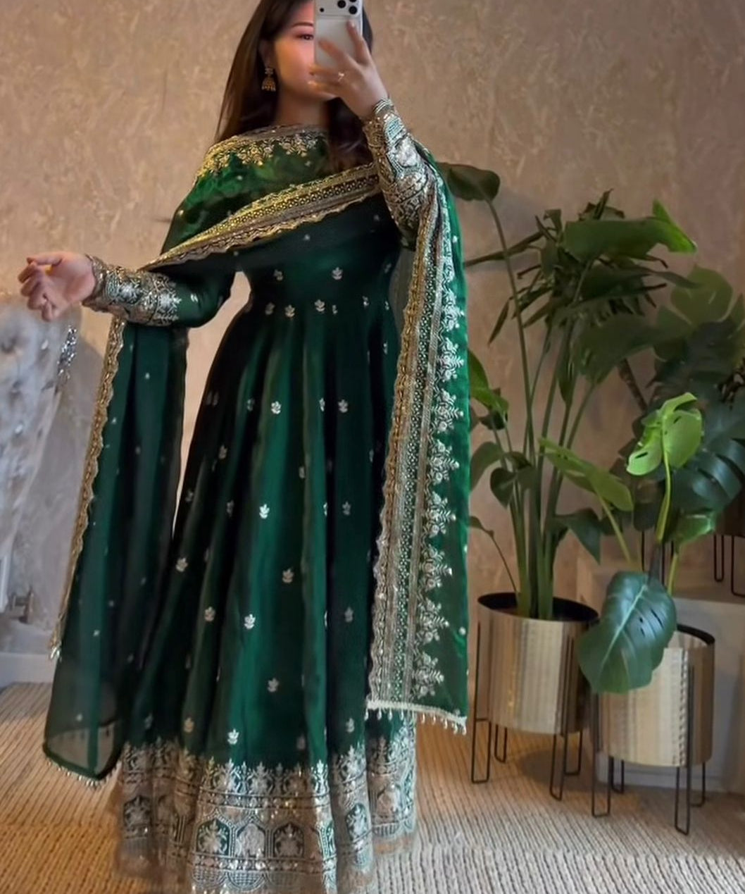 Classic Heavy Gandy Embroidered Anarkali Gown