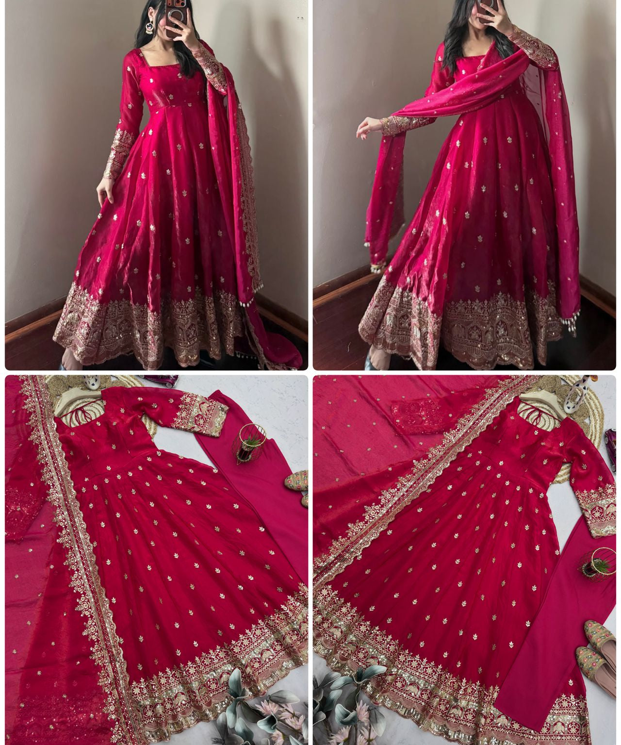 Classic Heavy Gandy Embroidered Anarkali Gown