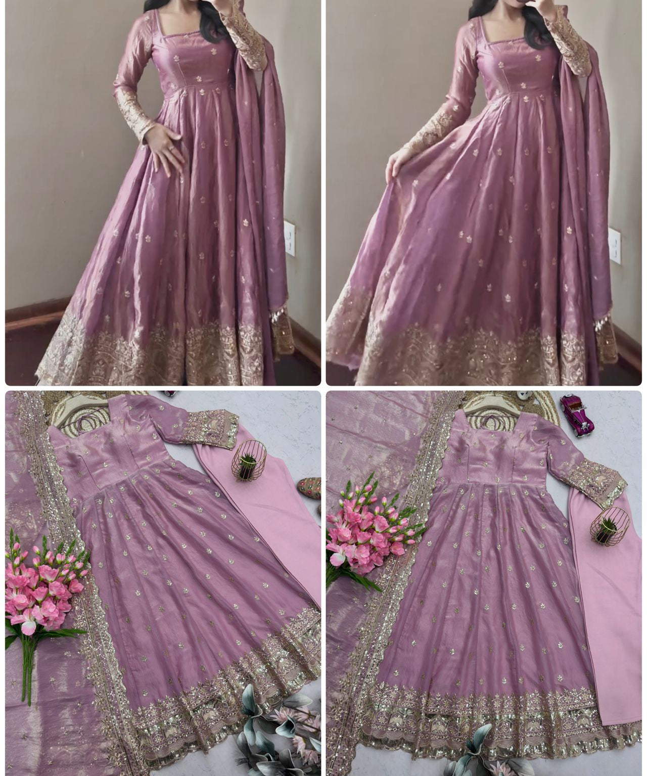 Classic Heavy Gandy Embroidered Anarkali Gown