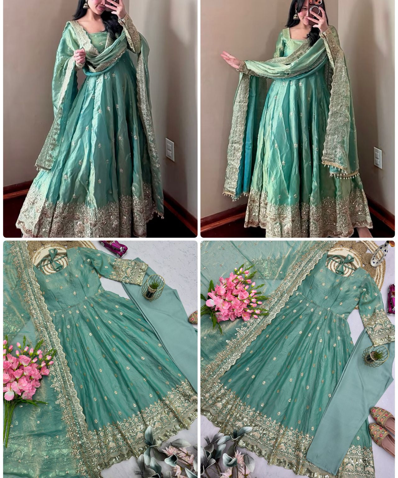 Classic Heavy Gandy Embroidered Anarkali Gown