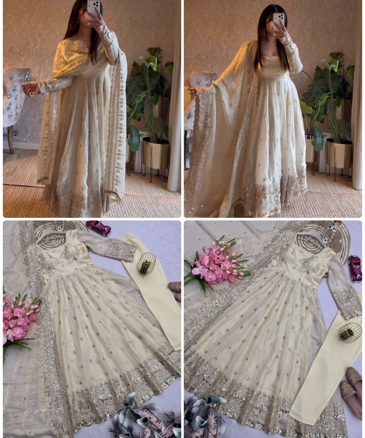 Classic Heavy Gandy Embroidered Anarkali Gown
