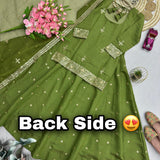 Olive Green Shimmer Silk Top Lehenga